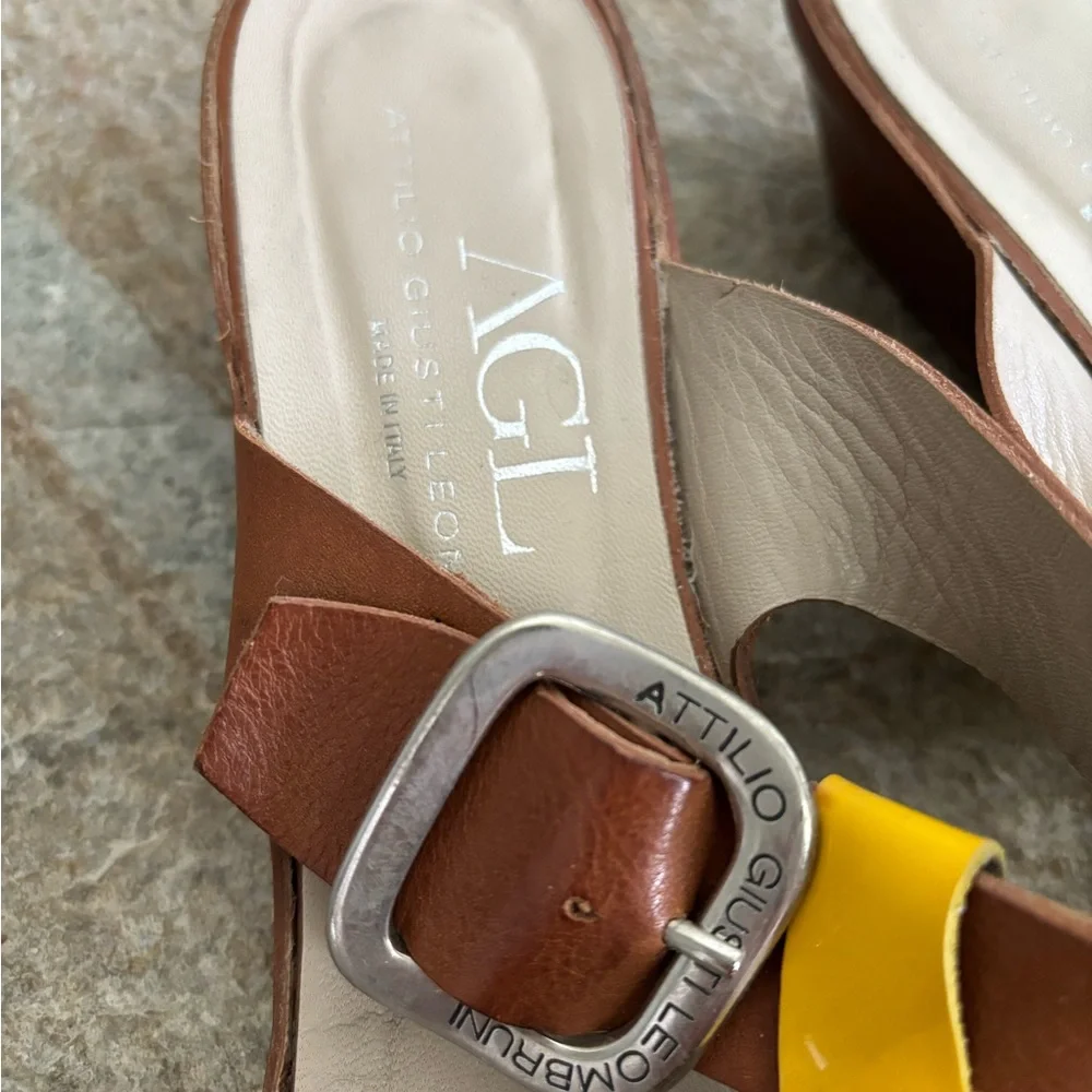 AGL Women’s Yellow Sandals Size 40 attilio giusti leombruni - Picture 3 of 5